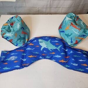 CUTE  Unisex Childs Swim Blue Shark Float Life Vest Jacket 33 - 55lbs